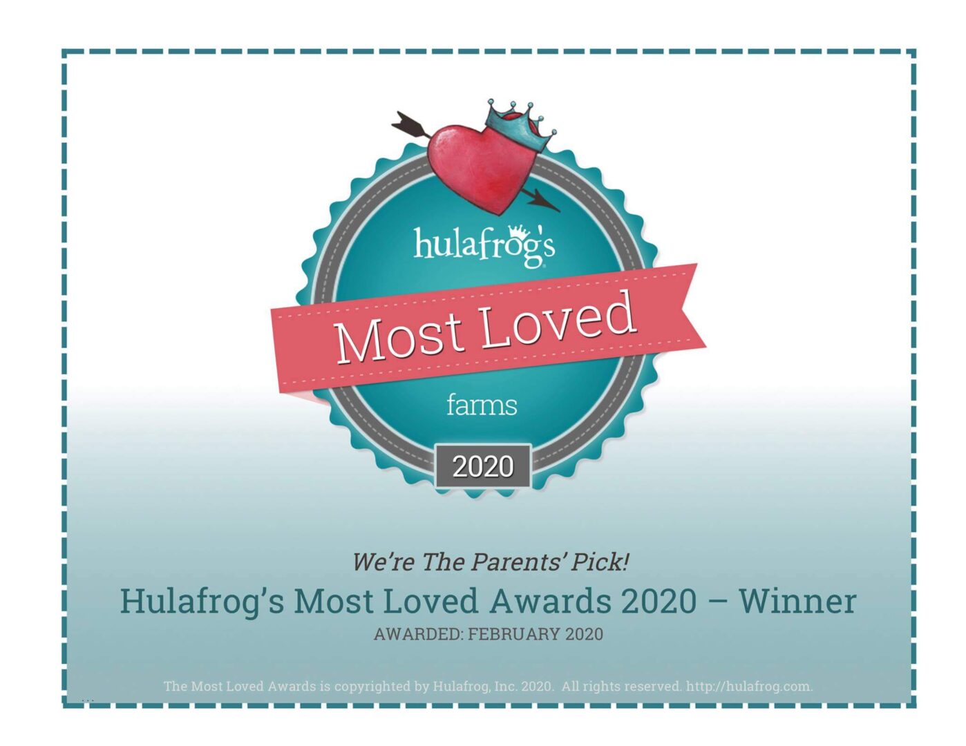 Hulafrog 's most loved award 2 0 2 0